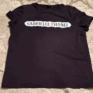 Chanel Gabrielle Flocky Print Cotton Top Size 40 Black